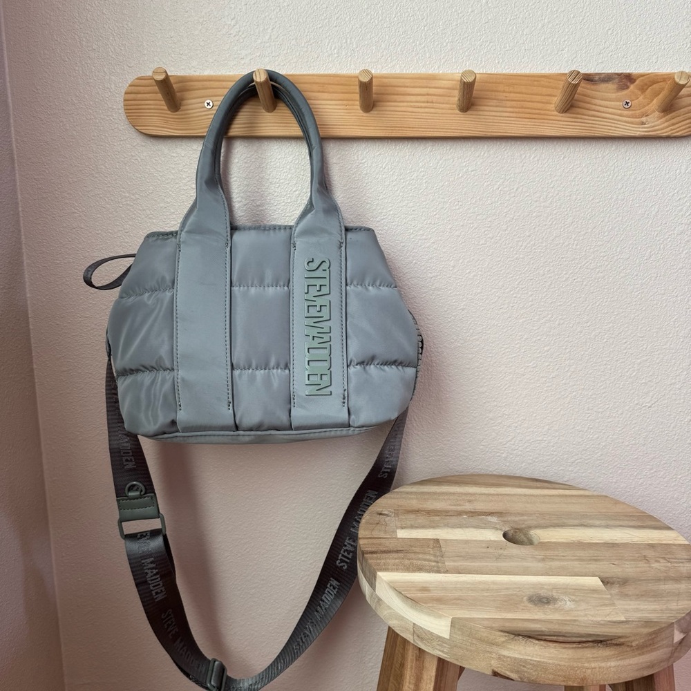 Steve Madden Sage Green Crossbody Quilted Bag with Removable Strap